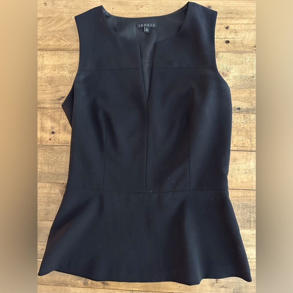 Theory Sleeveless Peplum Suit Top Black Size Small